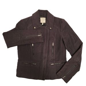 JOIE Women's M Seabrooke Moto Jacket Steel Gray Soft Brushed Quilted Zippers